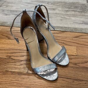 Vince Camuto silver block heels